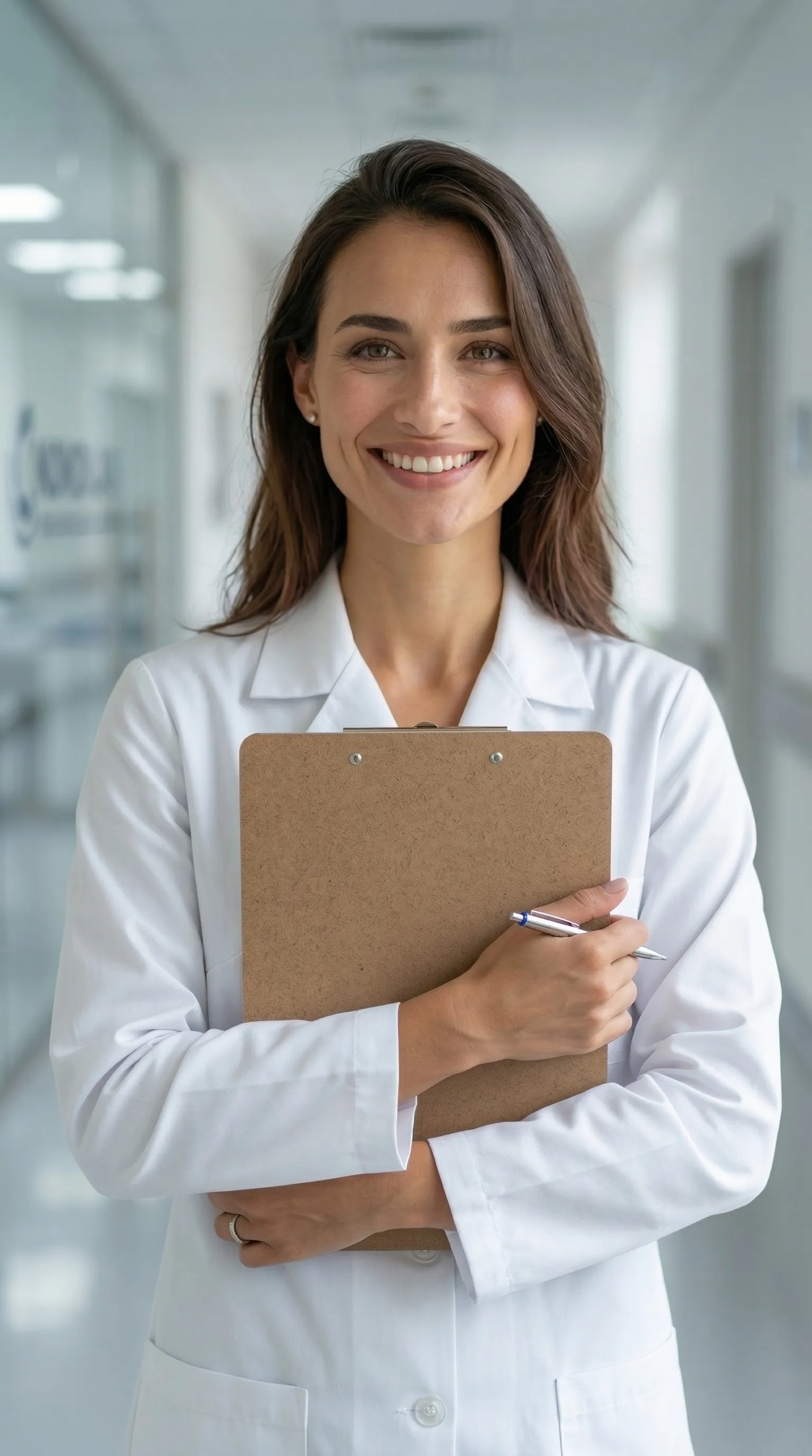 Doctor reviewing clipboard while preparing for clinical trials